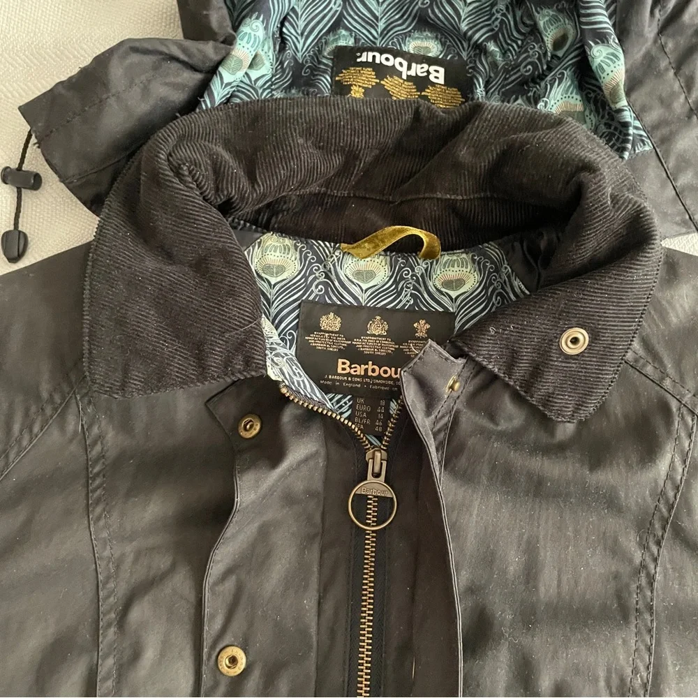 BARBOUR LIBERTY BEADNELL WAX COTTON HOODED JACKET, EUC. US 14 UK 18 - Picture 10 of 16